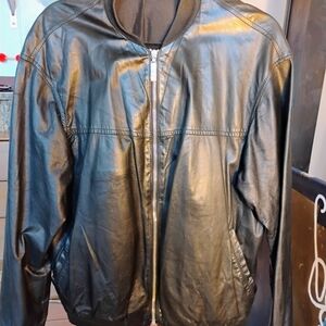 Men's Barney's New York Black Faux Leather Bomber Jacket